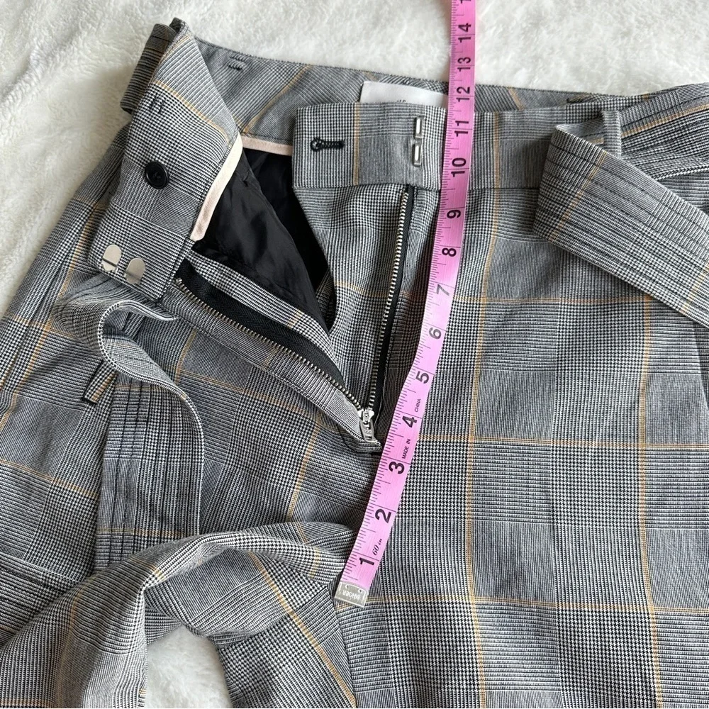 Wilfred Tie-Front Check Gray Plaid Cropped High-Waist Pants S (4)